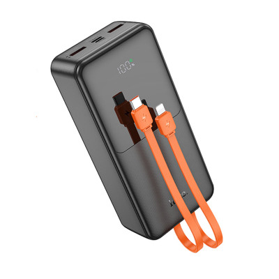 Зовнішній акумулятор HOCO J119B Sharp charger 22.5W+PD20 fully compatible power bank with digital display and cable(30000mAh) Black