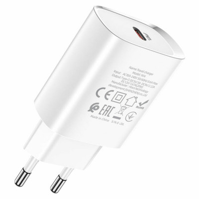 Мережевий зарядний пристрій HOCO N14 Smart Charging single port PD20W charger White