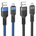 Кабель HOCO U110 USB to Micro 2.4A, 1.2m, nylon, aluminum connectors, Black