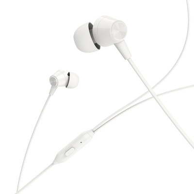 Навушники BOROFONE BM20 DasMelody earphones with mic, 3.5mm audio plug, single button control, White