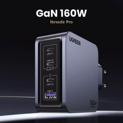 Зарядний пристрій UGREEN X763 Nexode Pro 160W 4-Port GaN Fast Charger Set EU(UGR-25877)