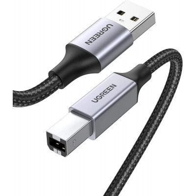 Кабель UGREEN US369 USB-A Male to USB-B 2.0 Printer Cable Alu Case with Braid 1m  (Black)(UGR-80801)