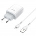Мережевий зарядний пристрій HOCO C72A Glorious single port charger set (iP) White