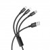 Кабель HOCO X14 3-in-1 Times speed charging cable iP+Micro+Type-C Black