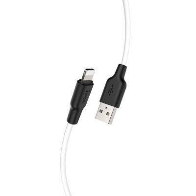 Кабель HOCO X21 Plus USB to iP 2.4A, 2m, silicone, silicone connectors, Black+White
