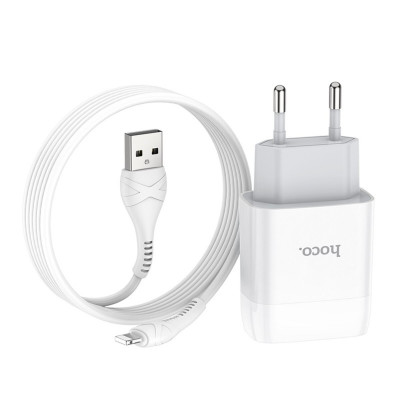 Мережевий зарядний пристрій HOCO C72A Glorious single port charger set (iP) White