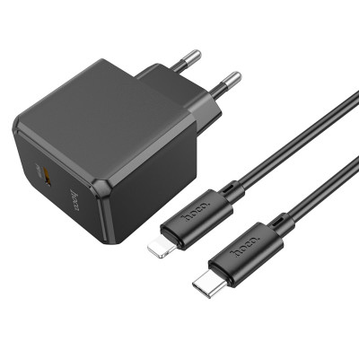 Мережевий зарядний пристрій HOCO CS13A Ocean single port PD20W charger set(C to iP) Black