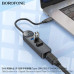 Адаптер Borofone DH6 Erudite 4-in-1 Gigabit Ethernet Adapter(Type-C to USB3.0*3+RJ45)(L=0.2M) Black