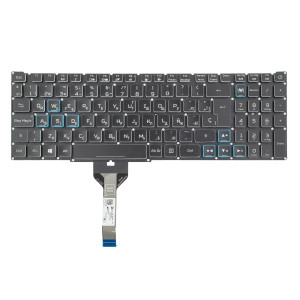 Клавіатура для Acer AN515-45 AN515-56 AN515-57 AN517-57, UA (Black/Blue crystal, 14pin RGB-backlit, Original)