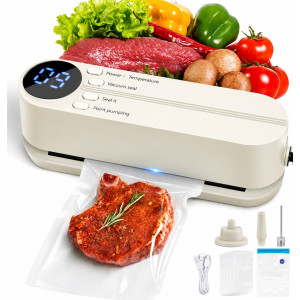 Портативный вакуумный упаковщик для продуктов Vacuum Sealer 818 10Вт вакууматор ручной бытовой бежевый