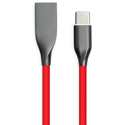 Кабель USB-Type-C, 2м, силикон, красный