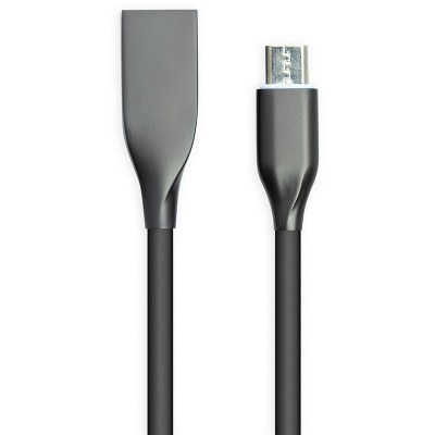 Кабель USB - microUSB, 2м, силикон, черный