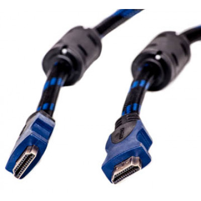Видео кабель HDMI - HDMI, 10м, позолоченные коннекторы, 1.4V, Nylon, Double ferrites