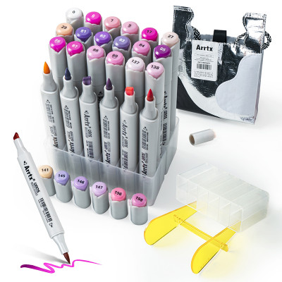 Спиртовые маркеры Arrtx OROS ASM-03PL 24 цветов, фиолетовые оттенки.