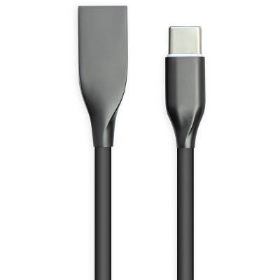 Кабель  USB - Type-C, 1м, силікон, чорний