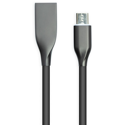 Кабель  USB - microUSB, 1м, силікон, чорний