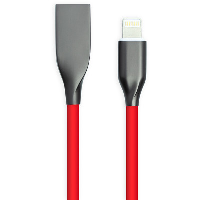 Кабель USB - Lightning, 2м, силикон, красный