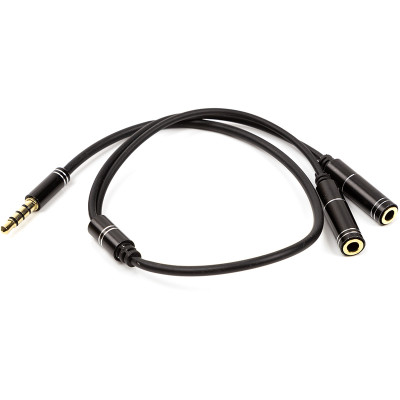 Аудио кабель 3.5 мм (M) – 2x3.5 мм (F), 4 pin, 0.2 м
