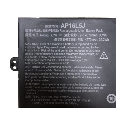 Аккумулятор Acer AP16L5J AP16L5J Aspire Swift 5 SF514-52T Spin 1 SP111-32N 2ICP4/91/91 7.7V 36Wh 4670mAh Оригинал (под заказ 30-45 дней)