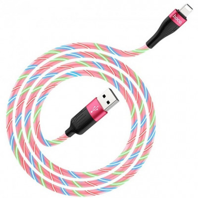 USB кабель Hoco U85 Charming night с эффектом бегущей подсветки iPhone 2.4A (1000mm) красный