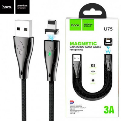 USB кабель Hoco U75 (магнитный) iPhone (1200mm) черный