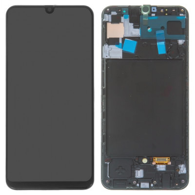 Дисплей для Samsung A305 Galaxy A30, A505 Galaxy A50, A507 Galaxy A50s, чорний, з рамкою, ., original LCD size, (OLED)