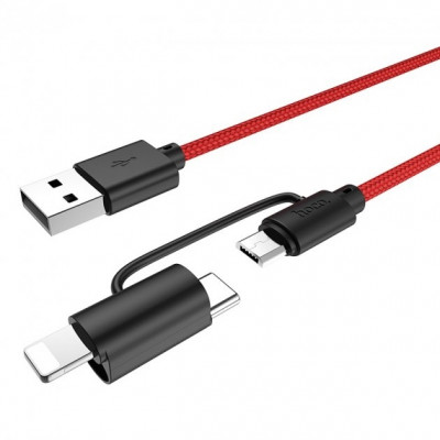 USB кабель Hoco X41 Multi- way 3в1 2.4A (1000mm) червоний
