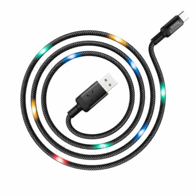 USB кабель Hoco U63 Spirit LED подсветка активируется звуком Micro USB 2.4A (1200mm) черный *