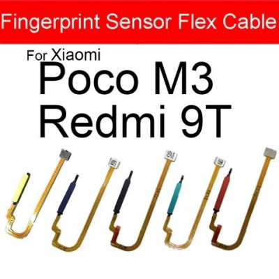 Шлейф (Flat cable) Xiaomi Redmi 9T/  Poco M3 з Touch ID зелений