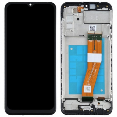 Дисплей (LCD) Samsung GH81-18456A A025F Galaxy A02S с сенсором черный сервисный + рамка