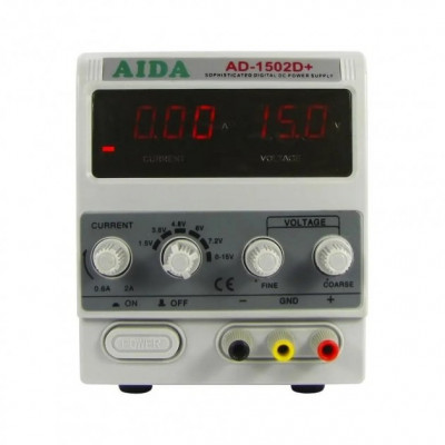 Блок живлення Aida AD-1502D+ 15V 2A: цифровий, RF індикатор, автосост. після КЗ