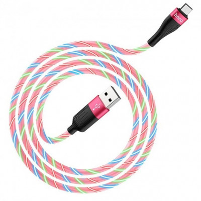USB кабель Hoco U85 Charming night с эффектом бегущей подсветки Micro USB 2.4A (1000mm) красный