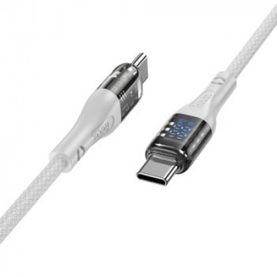 USB кабель Hoco U115 Type-C - iPhone (1200mm) с дисплеем серый