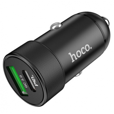 Быстрый заряд для iPhone: АЗП блок Hoco Z32B PD+QC3.0 с кабелем Type-C to iPhone темно-серого цвета