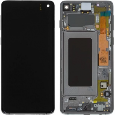 Дисплей (LCD) Samsung GH82- 18850A G973 Galaxy S10 з сенсором PRISM BLACK сервісний + рамка