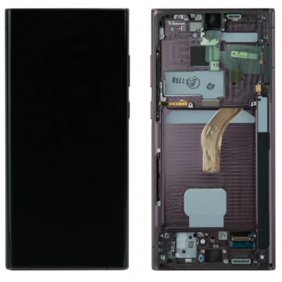 Дисплей (LCD) Samsung S908B Galaxy S22 Ultra OLED (Small LCD) з сенсором чорний + рамка