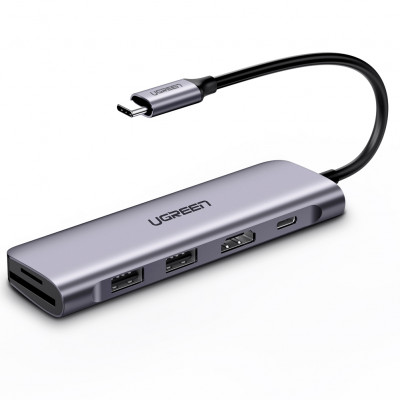 Адаптер  USB Type-C - 2 x USB 3.0, HDMI, SD, TF