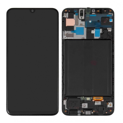 Дисплей (LCD) Samsung A505F Galaxy A50/  A507F 2019 OLED з сенсором чорний + рамка