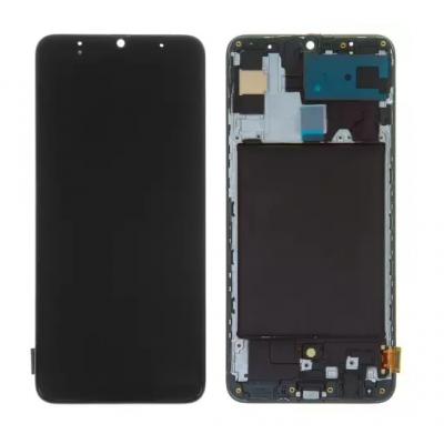 Дисплей (LCD) Samsung A705F Galaxy A70 OLED (Small LCD) з сенсором чорний + рамка
