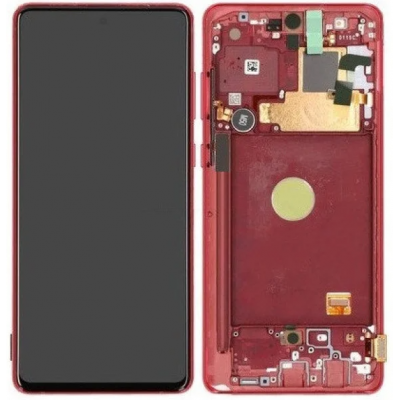 Дисплей (LCD) Samsung GH82- 22192C N770 Galaxy Note 10 Lite з сенсором Aura Red сервісний + рамка