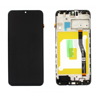 Дисплей (LCD) Samsung GH82-18682A M205 Galaxy M20 2019 с сенсором черный сервисный + рамка