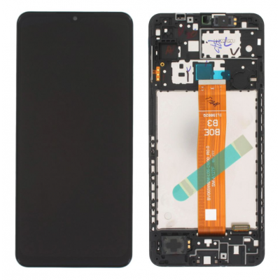 Дисплей (LCD) Samsung GH82-26485A A127 Galaxy A12 2021 с сенсором черный сервисный + рамка