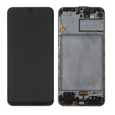 Дисплей (LCD) Samsung M307F Galaxy M30s OLED з сенсором чорний + рамка