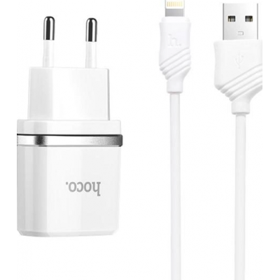 СЗУ блок Hoco C96A (1USB/2.1A) + кабель iPhone белый