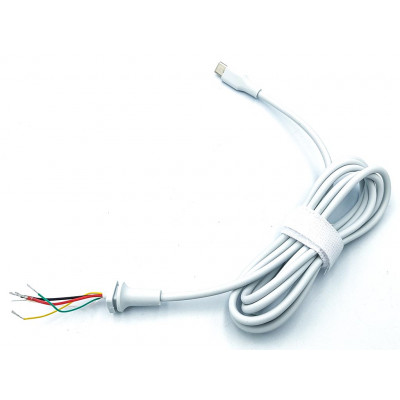 DC кабель (Type-C, USB-C) для блока питания (30W, 45W, 65W, 87W) 5-проводов, 1.2m White. От блока питания к ноутбуку