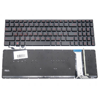 Клавиатура для ASUS G551, N551, G771, N751, N751J, N751JK, N751JX - RU Black, без рамки, с подсветкой. Оригинал.