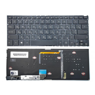 Клавиатура для ASUS ZenBook UX360U, UX360UA, UX360UAK: подсветка, черный, без рамки (RU)