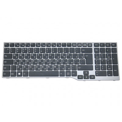 Клавиатура для Fujitsu Lifebook E753, E754, E756, E554, E556, CP629312-03 ( RU Black, Gray Frame с подсветкой ).