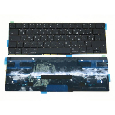 Клавиатура для APPLE A1707 Touch Bar MPTU2, MPTR2 (2016, 2017) (RU BLACK, Вертикальный Enter с подсветкой).