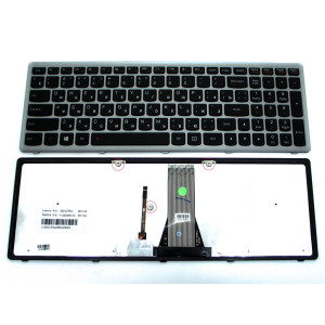 Клавиатура LENOVO G500s, G505s, S500, S510p, Z510 IdeaPad (RU Black с рамкой Silver и подсветкой) Оригинал